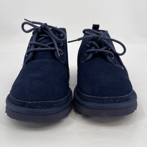 UGG Neumel Classic Suede Boots Size 10 Blue Lace Up Sheepskin Lined - Picture 3 of 13